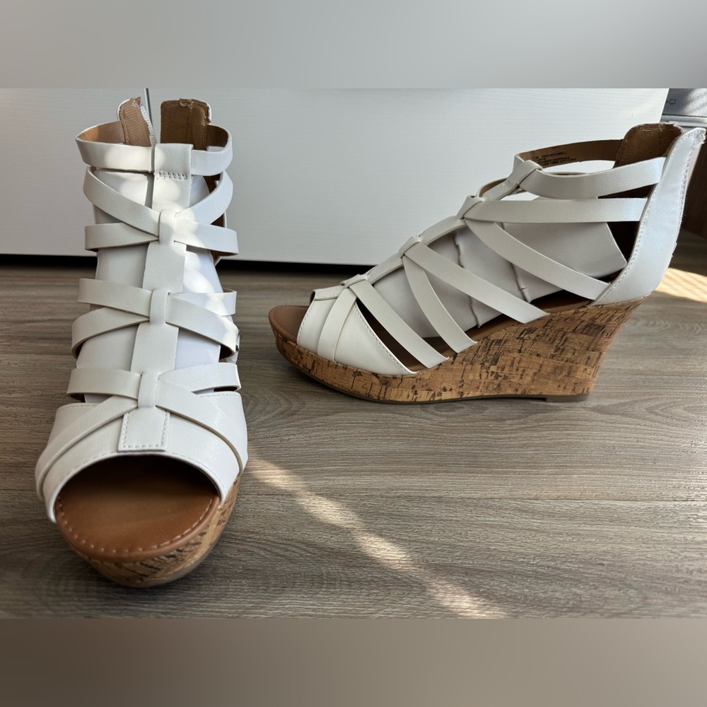 A.N.A Maxwell White Wedge Sandals